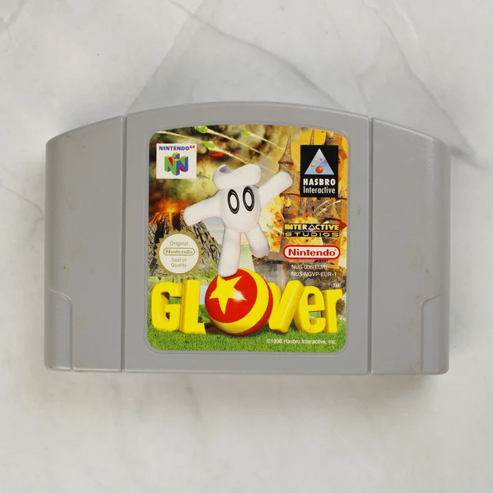 Glover N64 cartridge elölnézet Glover Nintendo 64 cartridge elölnézete