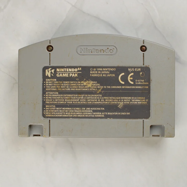 Body Harvest N64 cartridge hátulról Body Harvest Nintendo 64 cartridge hátoldala
