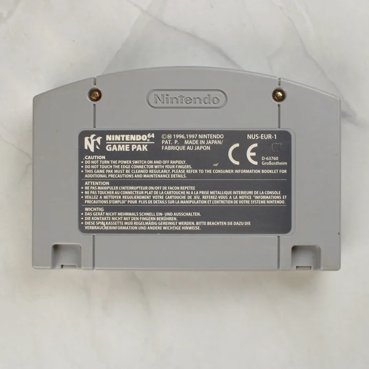 Super Mario 64 Nintendo 64 cartridge hátoldala