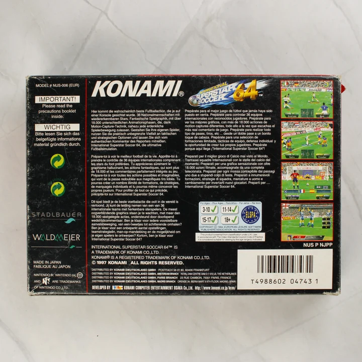 International Superstar Soccer 64 doboz hátoldala