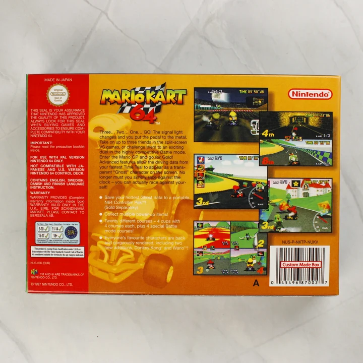 Mario Kart 64 Nintendo 64 doboz hátoldala
