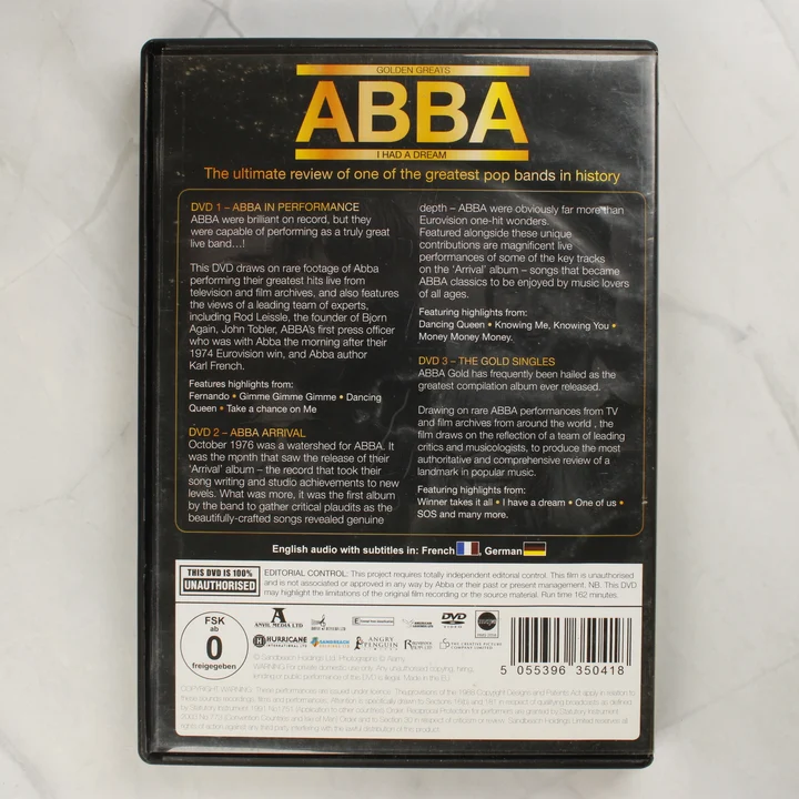 ABBA Golden Greats DVD hátoldal ABBA Golden Greats I Had a Dream DVD tok hátoldala