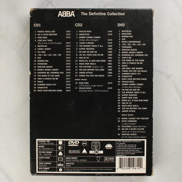 ABBA The Definitive Collection hátlap ABBA The Definitive Collection hátoldali számlista
