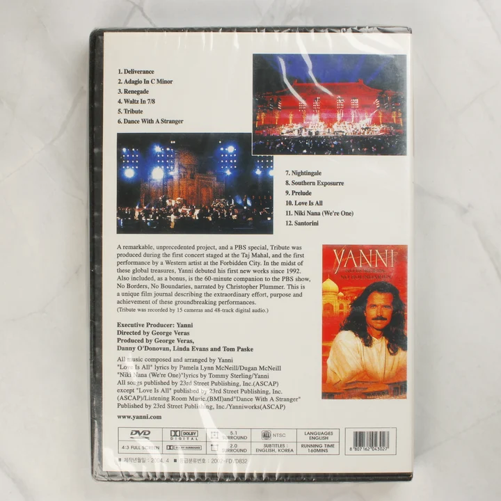 Yanni Tribute DVD hátlap Yanni Tribute DVD hátlapja