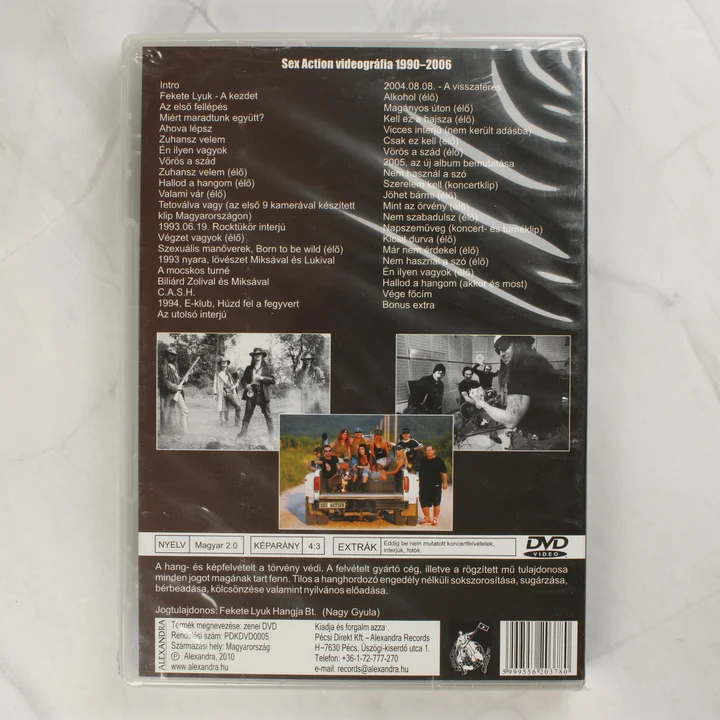 Sex Action 1990-2006 DVD hátlapja tartalomjegyzékkel