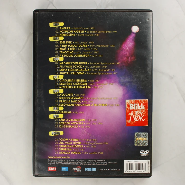 Első Emelet Best Of... 1. DVD hátlapja a számlistával
