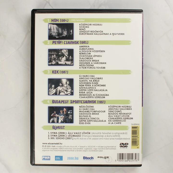 Első Emelet Best of... 2. DVD hátlap Első Emelet Best of... 2. - live - DVD hátoldala dallistával