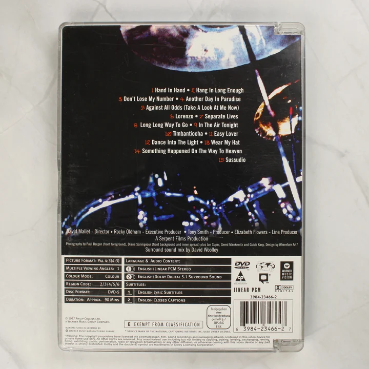 Phil Collins Live and Loose in Paris DVD hátlap Phil Collins Live and Loose in Paris DVD hátlapja