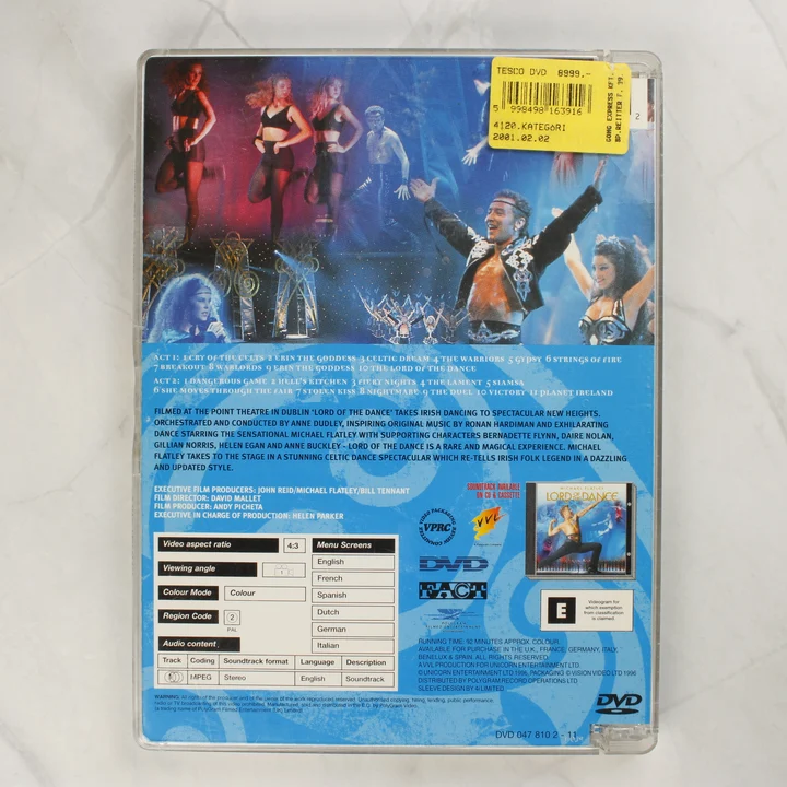 Lord of the Dance DVD hátlap Michael Flatley Lord of the Dance DVD hátlapja árcímkével
