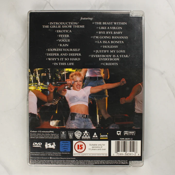 Madonna Girlie Show DVD hátlap Madonna The Girlie Show Live Down Under DVD hátlapja
