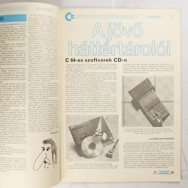C+újság C64 CD technológia cikk A C+újság belső oldala a C64-es CD-s adattárolásról