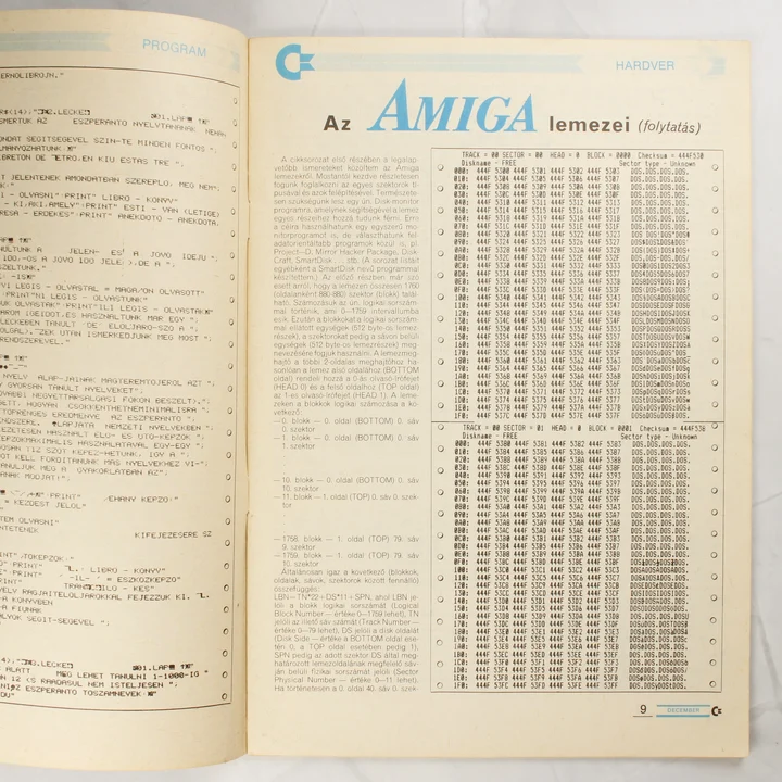 C+újság Amiga technikai cikk A C+újság belső oldala az Amiga lemezeiről szóló cikkel