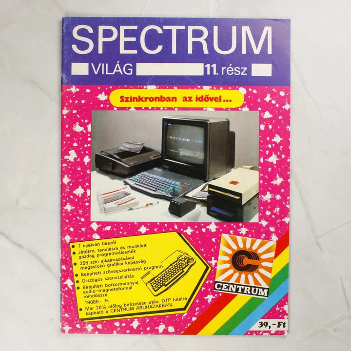 Spectrum Világ 11. rész borító A Spectrum Világ magazin 11. számának színes borítója egy Enterprise számítógéppel.