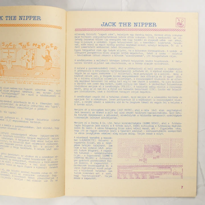 Spectrum Világ belső oldal A Spectrum Világ magazin belső oldala a Jack the Nipper játékleírással
