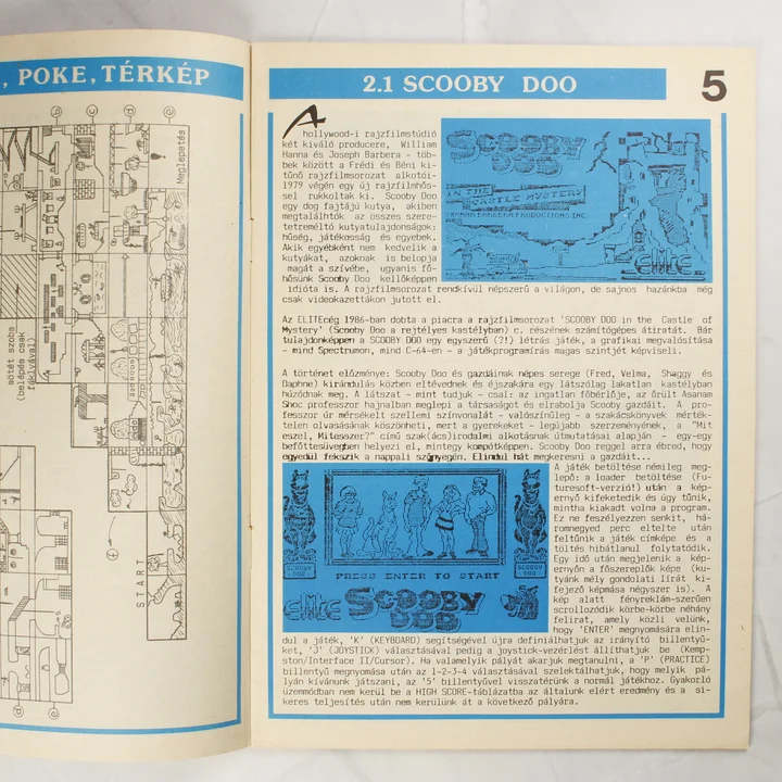 Spectrum Világ Scooby Doo leírás A Spectrum Világ magazin belső oldala Scooby Doo játékleírással és térképpel