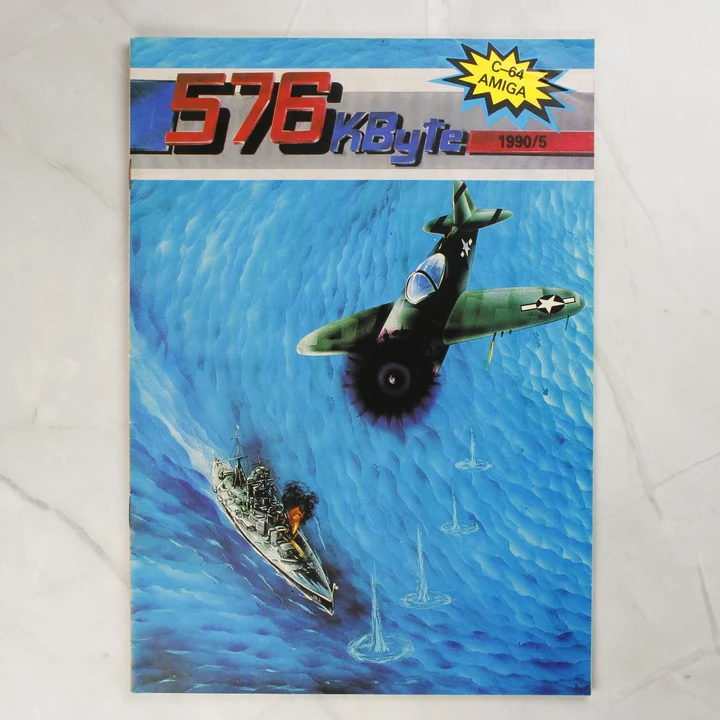 Az 576 kByte magazin 1990/5-ös számának borítója egy repülőgéppel és egy hajóval.