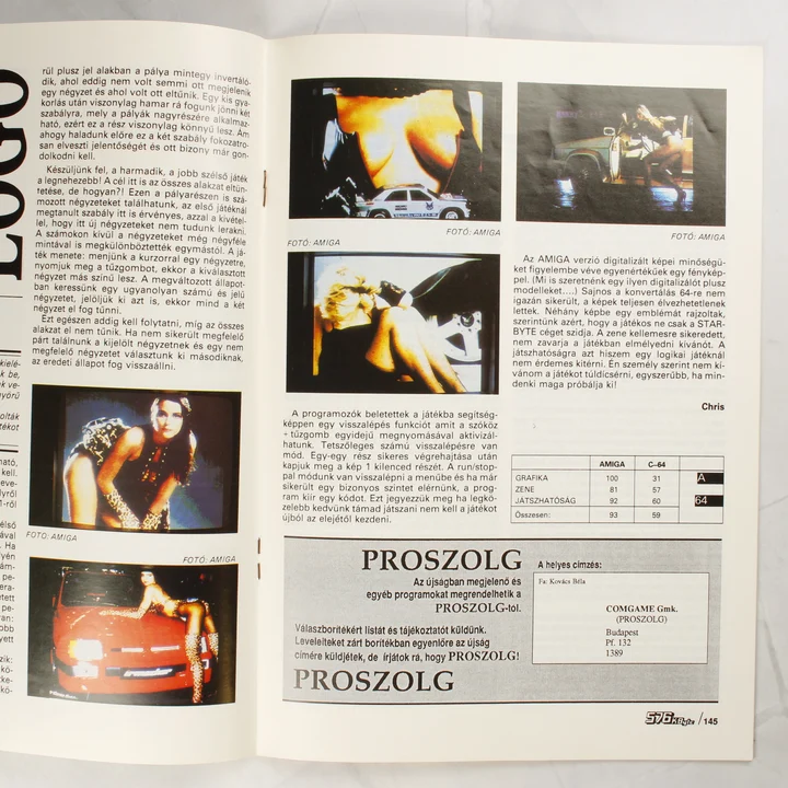 Az 576 kByte magazin belső oldala képernyőmentésekkel és hirdetésekkel.