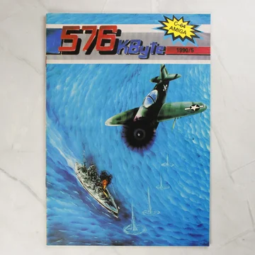 Az 576 kByte magazin 1990/5-ös számának borítója egy repülőgéppel és egy hajóval.
