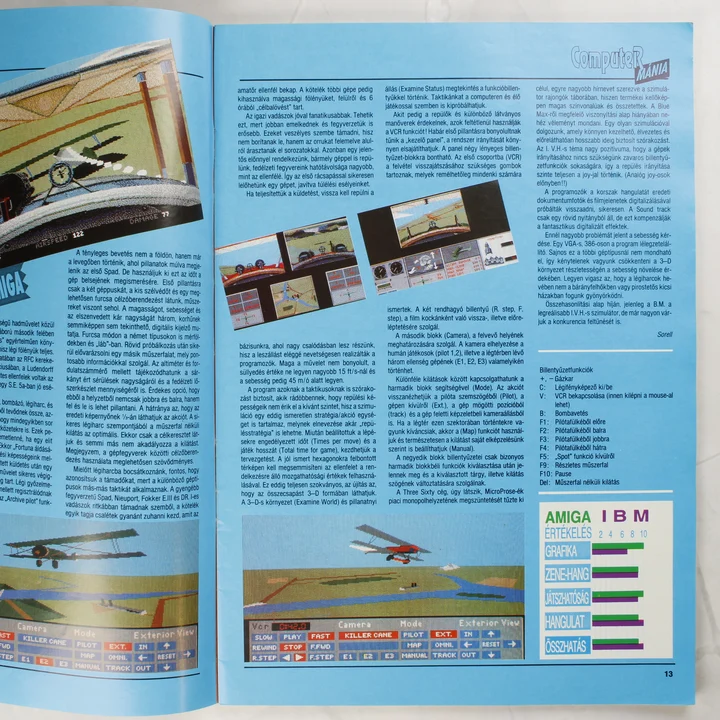 A Computer Mánia magazin belső oldalai repülőgép-szimulátor leírással