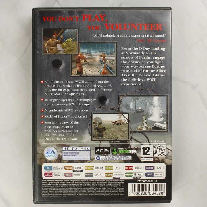 Medal of Honor Allied Assault Deluxe Edition PC játék hátsó borítója
