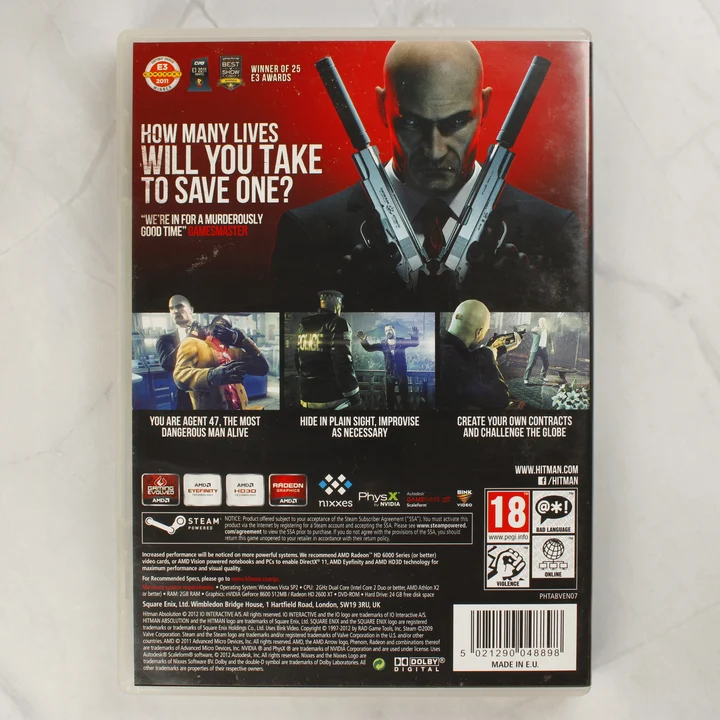 Hitman Absolution PC hátlap Hitman Absolution PC játék hátlapja