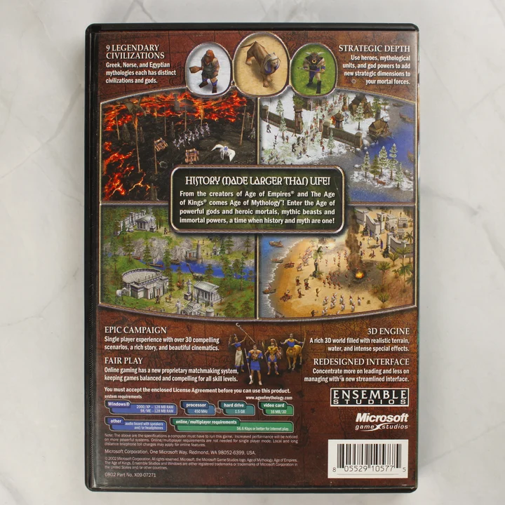 Age of Mythology PC játék hátlapja