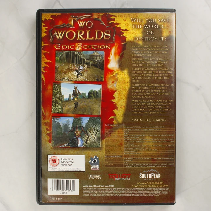 Two Worlds Epic Edition PC játék hátlapja