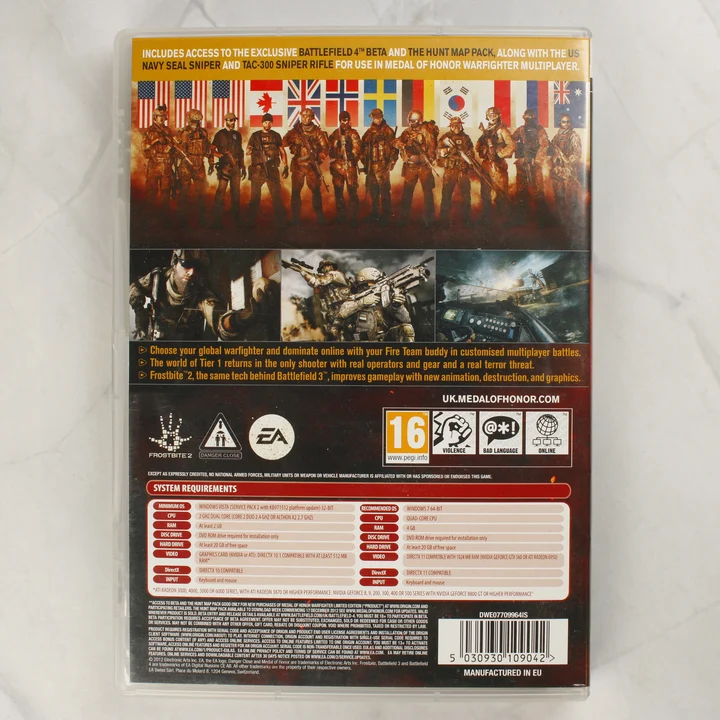 Medal of Honor Warfighter PC hátlap Medal of Honor Warfighter Limited Edition PC játék hátlapja