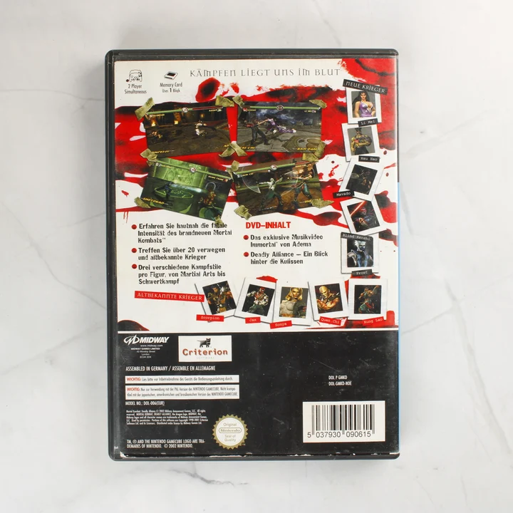 Mortal Kombat Deadly Alliance Nintendo GameCube játék tokjának hátlapja