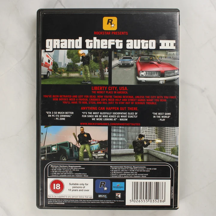 Grand Theft Auto III PC hátlap Grand Theft Auto III PC játék hátlapja