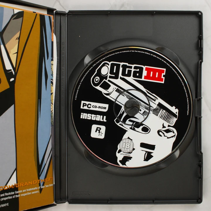 Grand Theft Auto III PC belső Grand Theft Auto III nyitott tok és lemez