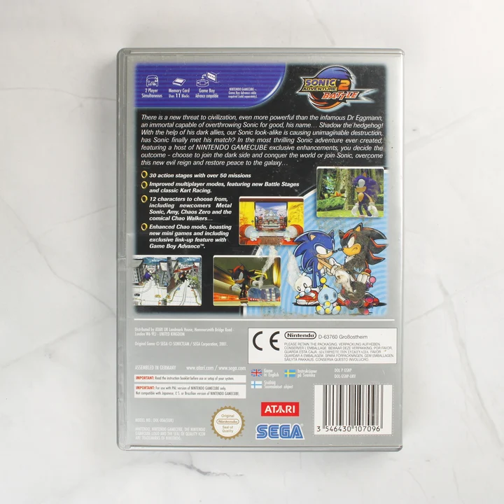 Sonic Adventure 2 Battle GameCube hátlap Sonic Adventure 2 Battle GameCube játék hátulja