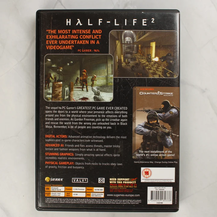 Half-Life 2 hátlap Half-Life 2 PC videójáték hátoldali borítója