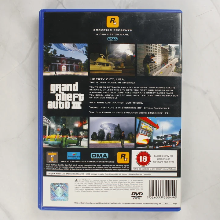 Grand Theft Auto III PlayStation 2 játék hátlapja