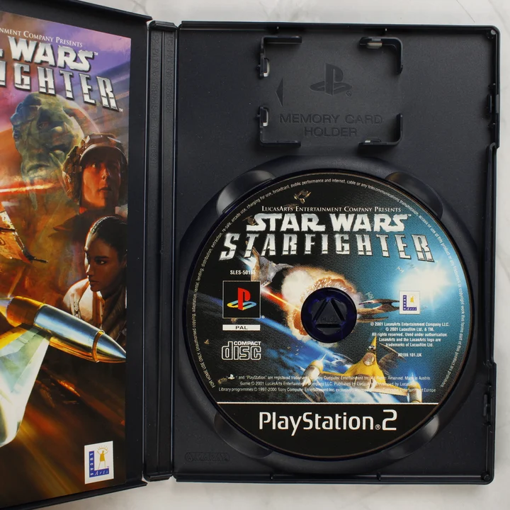 Star Wars Starfighter PS2 lemez Star Wars Starfighter PlayStation 2 nyitott tok és lemez