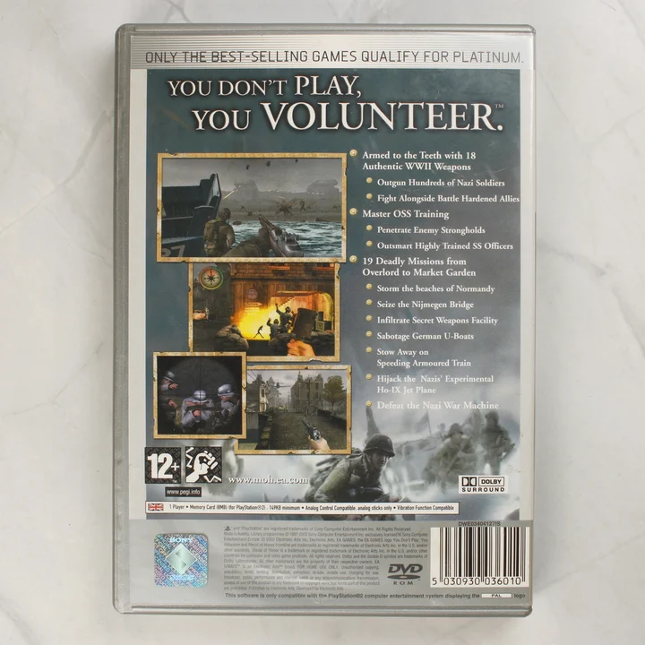 Medal of Honor Frontline Platinum PlayStation 2 játék hátlapja