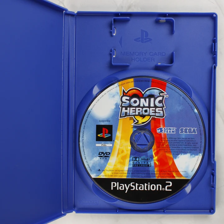 Sonic Heroes PS2 lemez Sonic Heroes PlayStation 2 nyitott tok és lemez