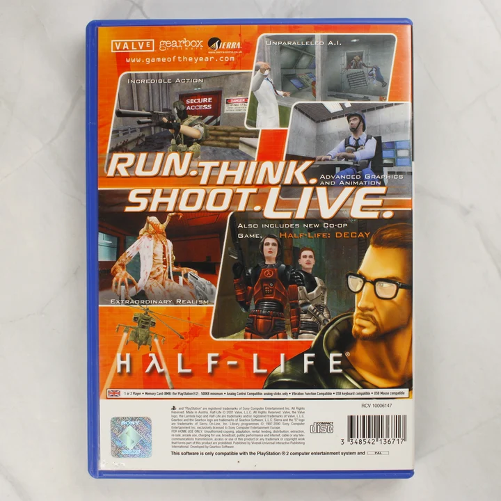 Half-Life PS2 hátlap Half-Life PlayStation 2 játék hátlapja