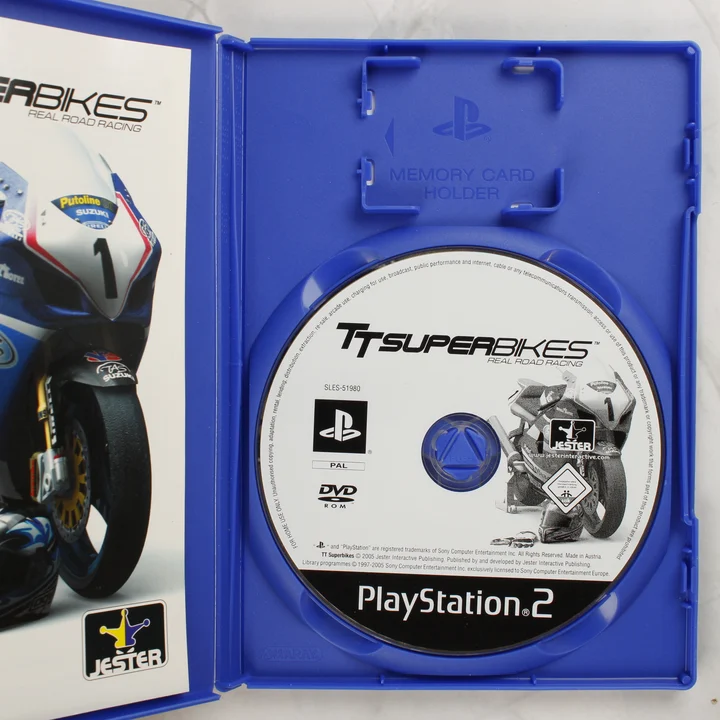 TT Superbikes PS2 lemez TT Superbikes PlayStation 2 nyitott tok és lemez