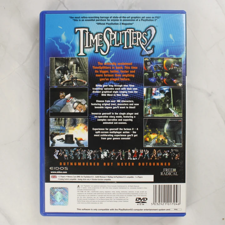 TimeSplitters 2 PS2 hátlap TimeSplitters 2 PlayStation 2 játék hátlapja