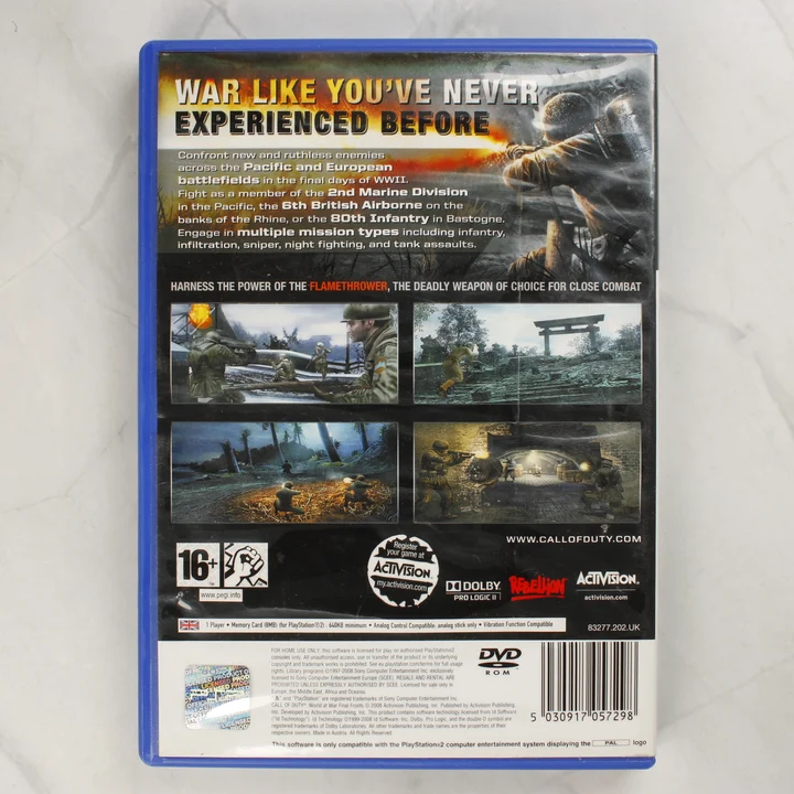 Call of Duty: World at War Final Fronts PlayStation 2 játék hátlapja