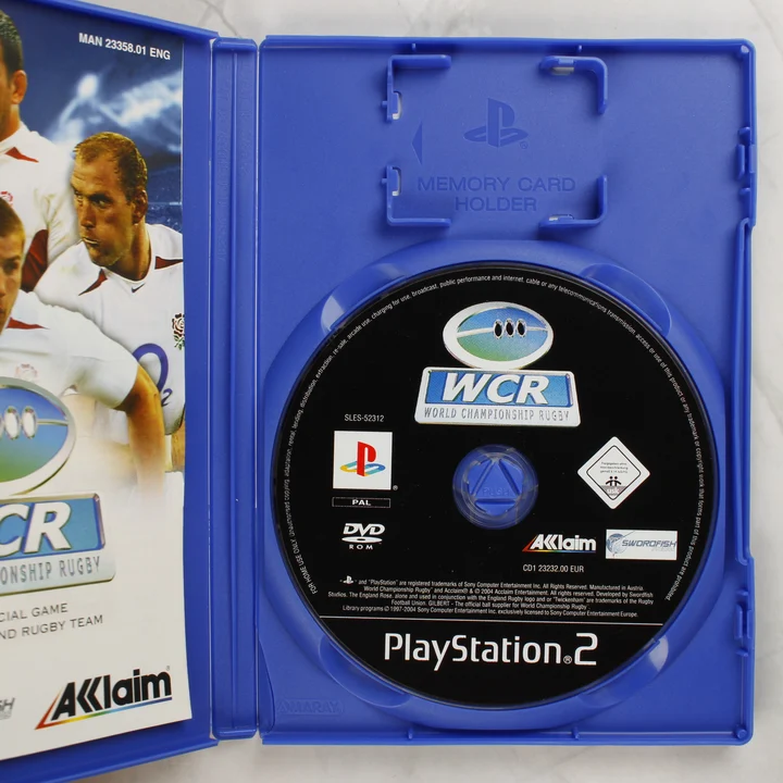 WCR Rugby PS2 Belső WCR World Championship Rugby nyitott tok lemezzel és kézikönyvvel