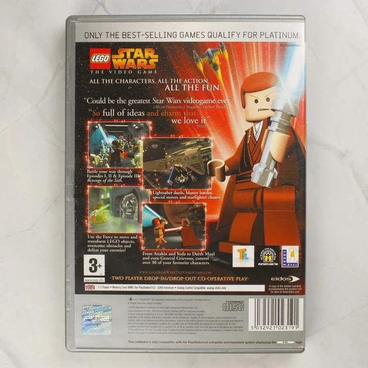 LEGO Star Wars The Video Game PS2 Platinum kiadás hátoldala