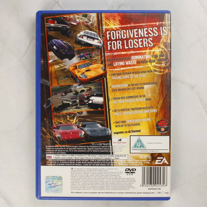 Burnout Revenge PlayStation 2 játék hátoldala