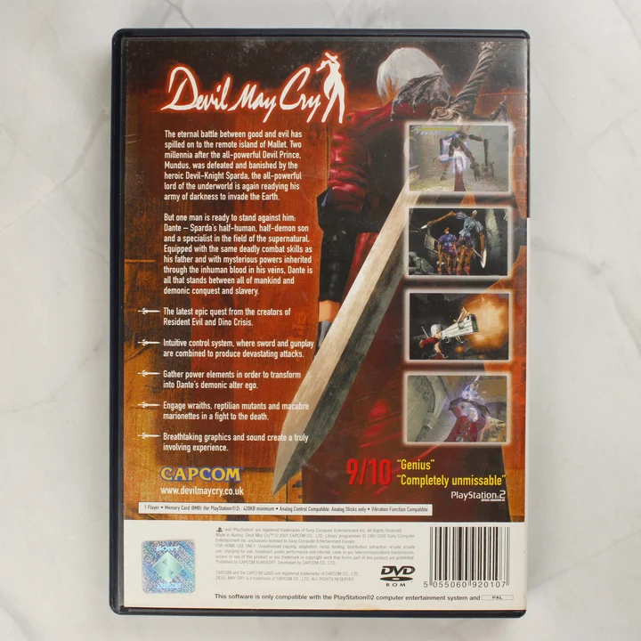 Devil May Cry PS2 hátoldali borító Devil May Cry PlayStation 2 játék hátoldala