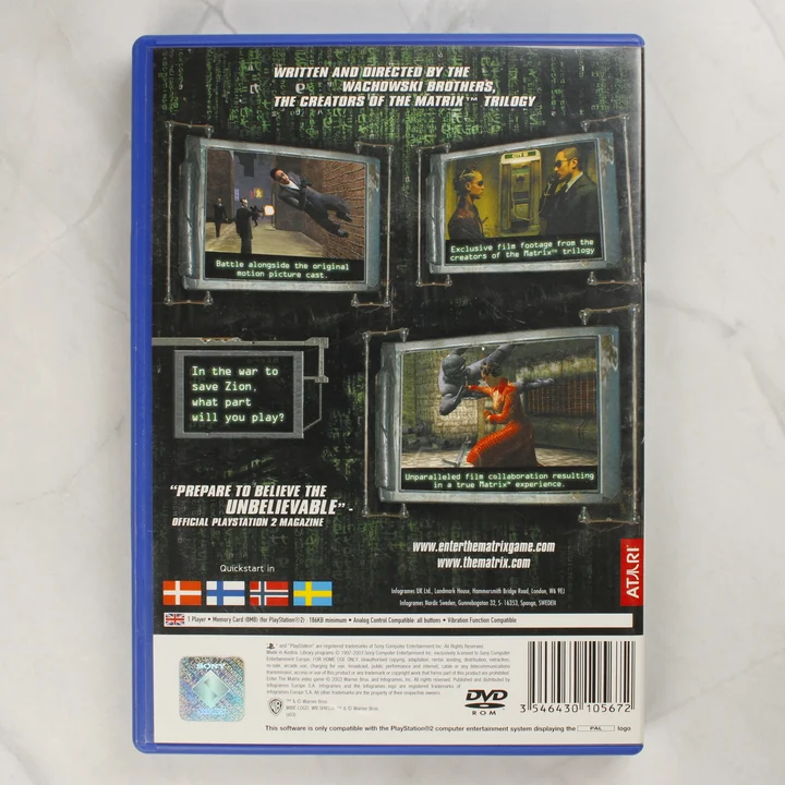 Enter the Matrix PlayStation 2 játék hátlapja