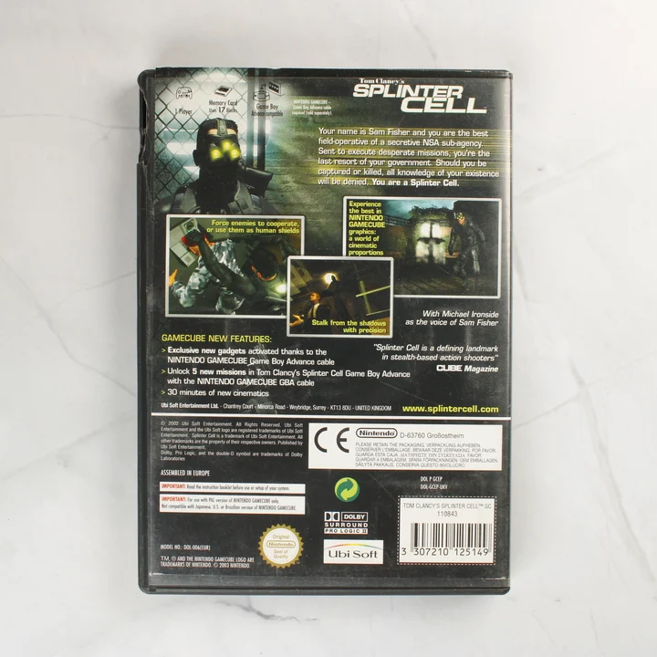 Tom Clancy's Splinter Cell Nintendo GameCube játék hátlapja