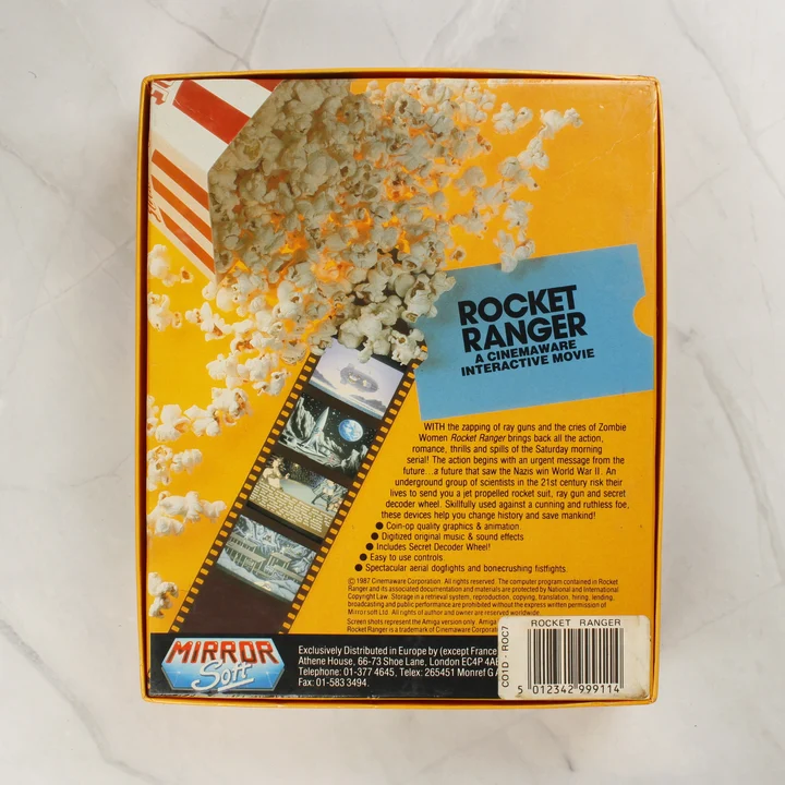 Rocket Ranger C64 hátoldal Rocket Ranger videójáték dobozának hátoldala