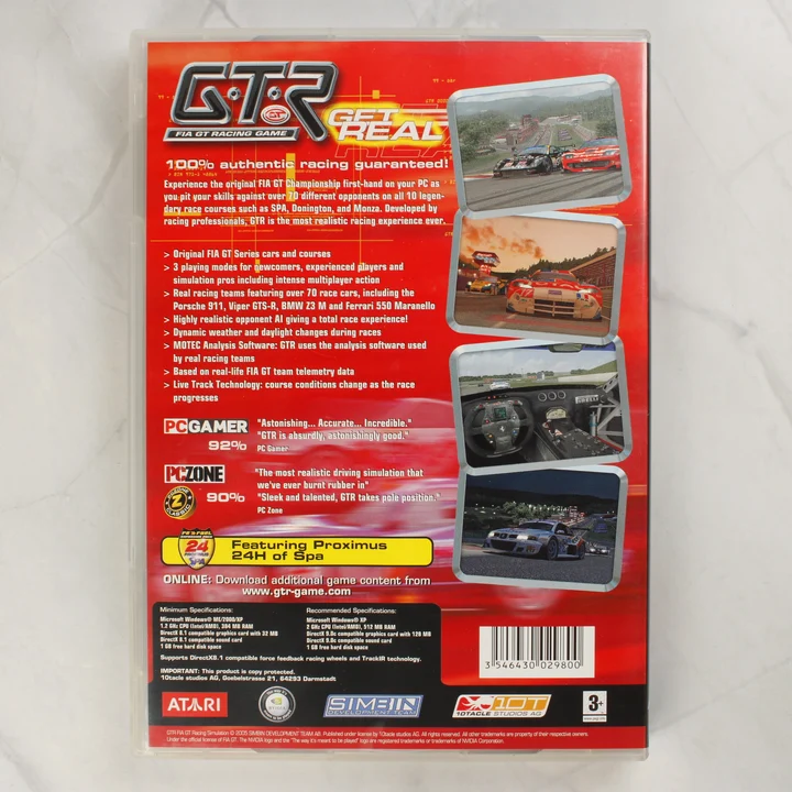 GTR FIA GT Racing Game PC hátlap GTR FIA GT Racing Game PC játék hátlapja