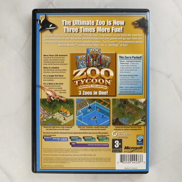 Zoo Tycoon Complete Collection hátlap Zoo Tycoon Complete Collection PC játék hátlapja
